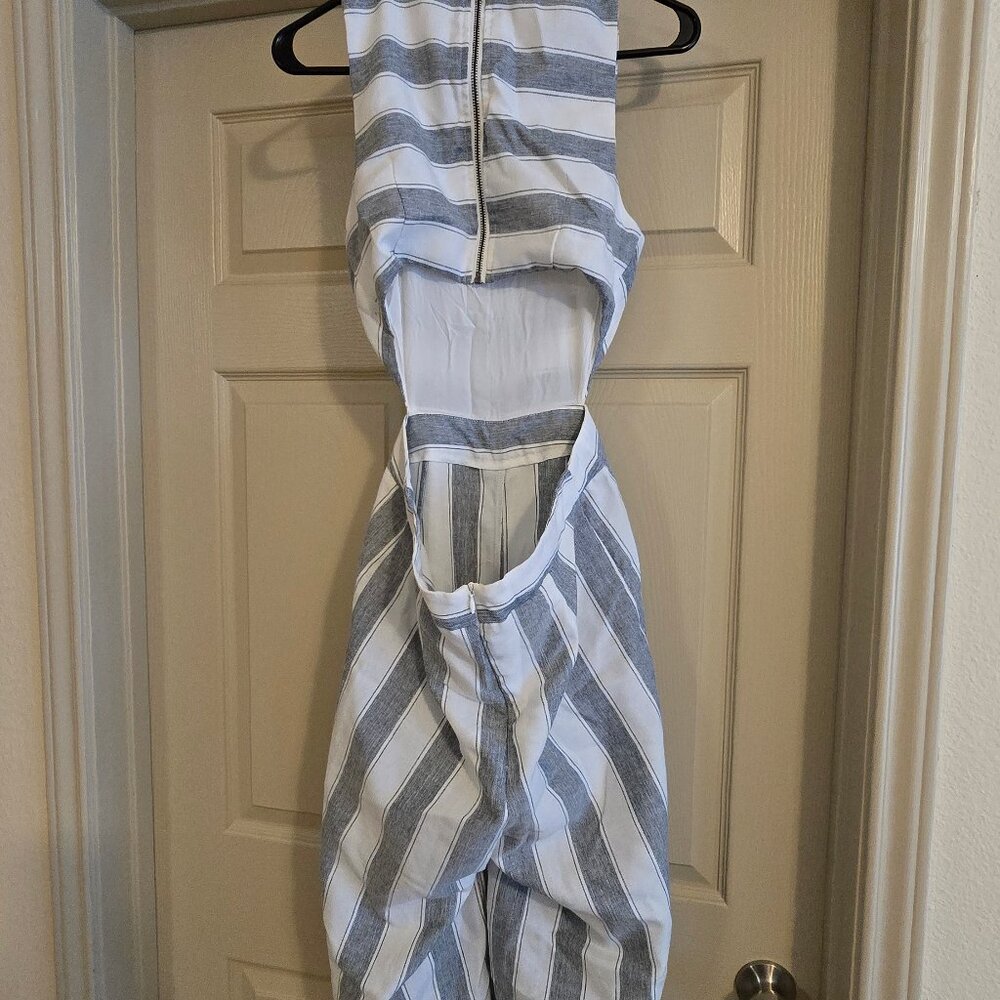 L'atiste Blue and White Striped Jumpsuit - Picture 6 of 8